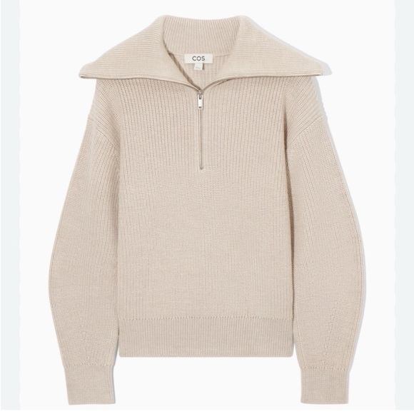 COS Sweaters - COS Light Beige Half Zip Sweater